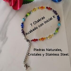 7 Chakras Beaded Bracelet with Initial Charm